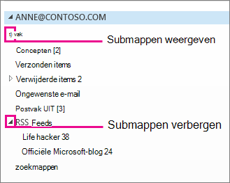 Submappen weergeven en verbergen