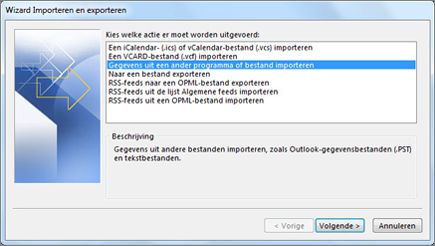 De wizard Importeren en exporteren