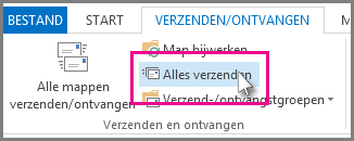 Schermafbeelding van de knop Alles verzenden in Outlook 2013.
