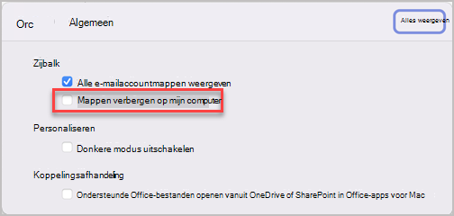 Deelvenster Voorkeuren