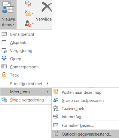 Een nieuw Outlook-gegevensbestand maken