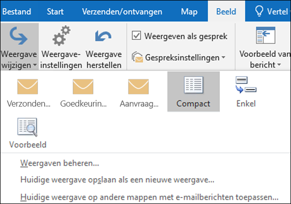Selecteer Weergave wijzigen om een nieuwe weergave te kiezen.