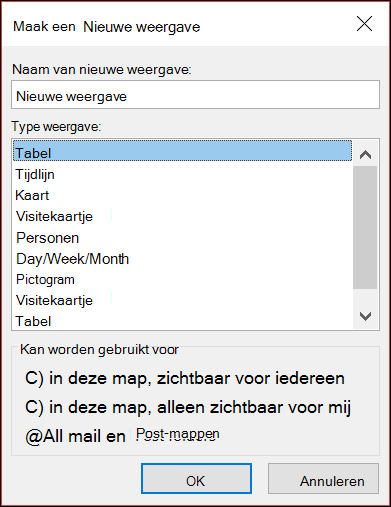 Een nieuwe weergave maken.