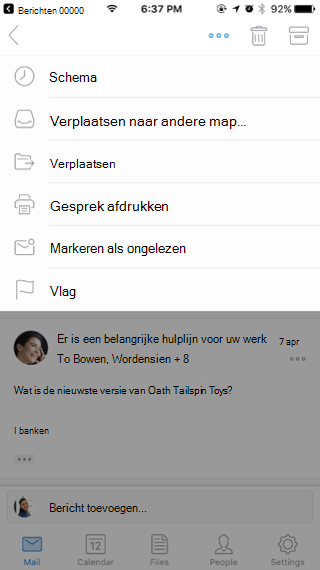 Actie ondernemen op een bericht