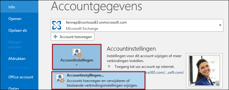 Accountinstellingen in Outlook