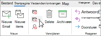 Opschoningsgesprek omlaag geselecteerd op het klassieke lint