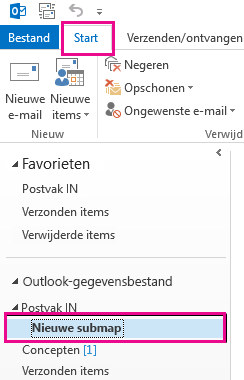 De nieuwe submap wordt gemaakt.