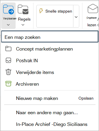 Selecteer Verplaatsen vanaf het lint