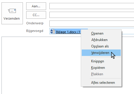 De optie Verwijderen bevindt zich in het snelmenu.