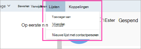 Schermafbeelding van de knop Lijsten