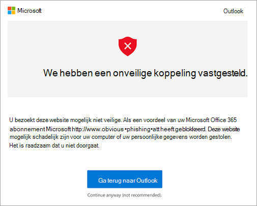 Een schermopname van het waarschuwingsscherm voor onveilige koppelingen