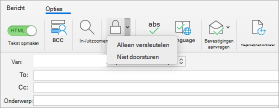 De knop Versleutelen weergeven in een e-mailbericht