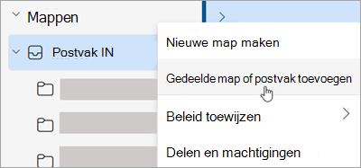 Schermopname van de selectie voor Gedeelde map of postvak toevoegen