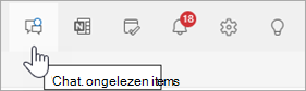 Schermopname van Outlook-koptekst met Teams-chat geselecteerd