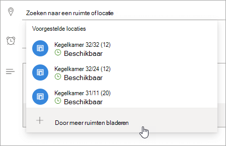 Een schermafbeelding van het menu Voorgestelde locaties