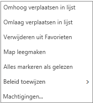 Schermafbeelding van het contextmenu (snelmenu) dat wordt weergegeven wanneer u met de rechtermuisknop op het Postvak IN van Mail klikt.