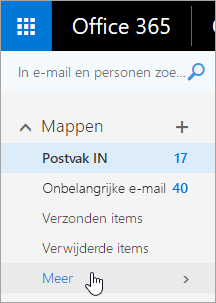 Schermafbeelding van de aanwijzer boven de knop Meer in het navigatiedeelvenster in webversie van Outlook.