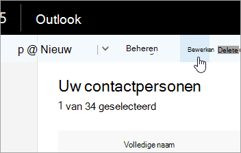 Schermopname van de knop Bewerken onder de navigatiebalk in Outlook.
