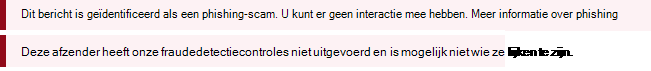 Een schermopname van de rode waarschuwingsbalk in een Outlook-bericht.