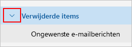 Schermafbeelding van het uitvouwen van de map Verwijderde items.