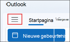 Schermopname van wat u moet doen als u Agenda toevoegen niet ziet in outlook.com