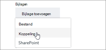 Opties voor het gebruiken of uploaden van een bijlage