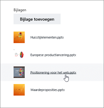 Een document kiezen in de lijst met bijlagen in Details