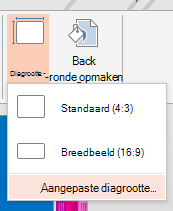Klik in het menu Diagrootte op Aangepaste diagrootte.