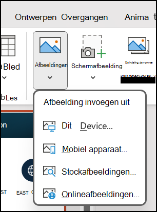 Klik op het tabblad Invoegen op Afbeeldingen.