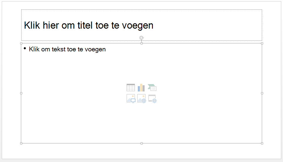 Dia met het thema dat u hebt gekozen. Een titel toevoegen in het bovenste tekstvak.
