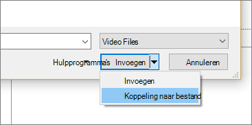 Toont het dialoogvenster Video invoegen in PowerPoint