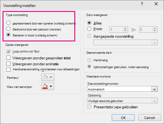 toont automatisch dialoogvenster in powerpoint