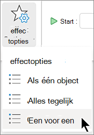 Het menu Effectopties op het tabblad Animaties in PowerPoint.