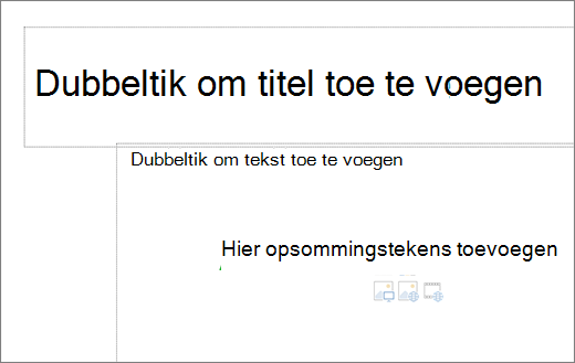 Afbeelding van een leeg titelvak en een leeg tekstvak om aan te geven waar opsommingstekens werken.