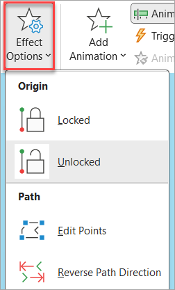 Effectenopties toevoegen aan een animatiepad.