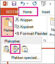 Kies het pictogram Opmaak van bron behouden in het menu Plakken.