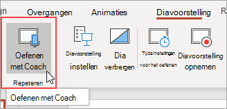 Selecteer Oefenen met Coach.