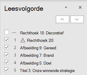 Het deelvenster Leesvolgorde.