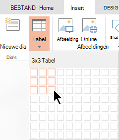 Selecteer tabel op het tabblad Invoegen.