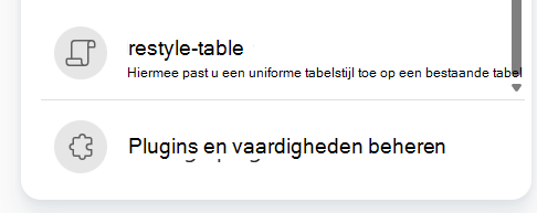 Schermopname van het kiezen van een opgenomen vaardigheid in het menu plus van de Copilot-prompt.