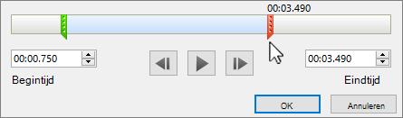 Toont besturingselementen voor het knippen van video's