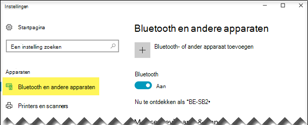 Controleer of de optie Bluetooth & andere apparaten aan de linkerkant is geselecteerd