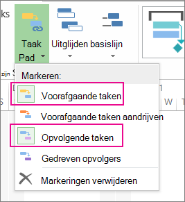 Afbeelding van gemarkeerde taak met taakpad