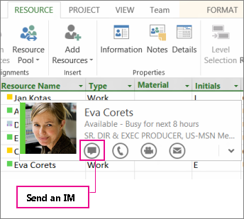 Contact opnemen met personen in Lync