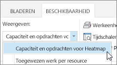 Kies de heatmap voor capaciteit en afspraken in de lijst Weergave