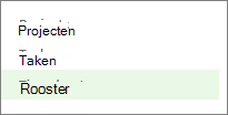 Rooster op de werkbalk Snel starten