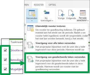 Voortgang van geselecteerde taken verzenden