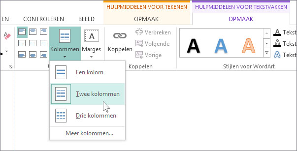 Publicatie met twee kolommen maken