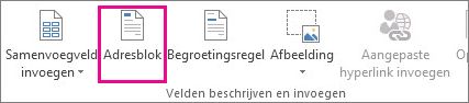 De opdracht Afdruk samenvoegen Adresblok