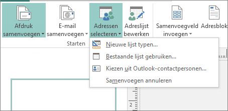 Opties voor Verzendlijsten - Geadresseerden selecteren